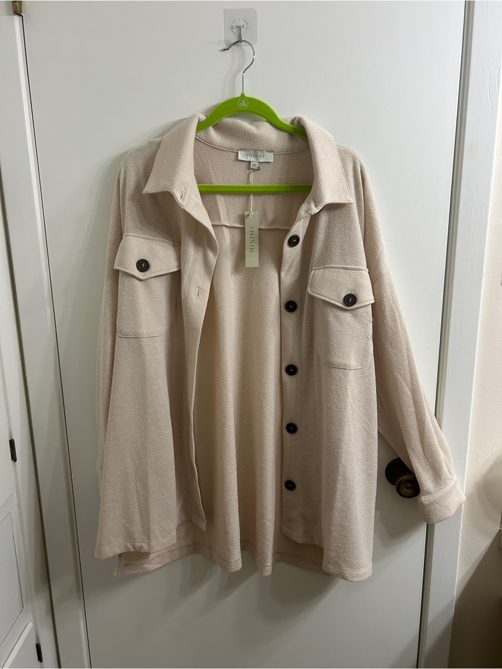 MinimLa Women’s Light Beige Button-Front Women's Jacket Coat